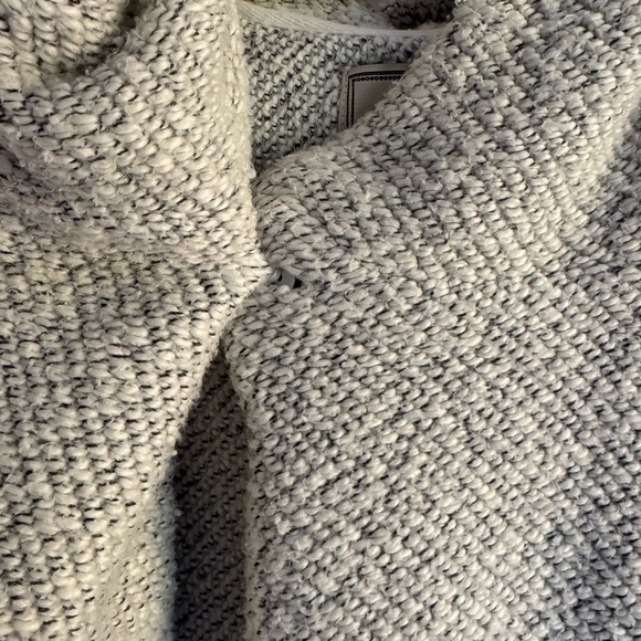 Lucky Brand Textured Knit Asymmetrical Zip Sweater Jacket Cozy Fall Gray Size M - Picture 8 of 10